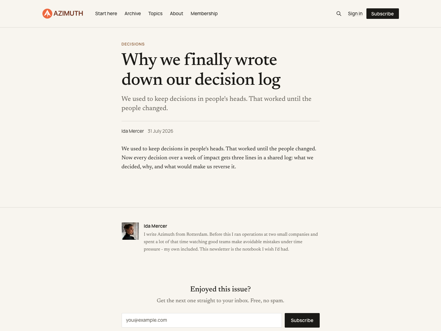 Signup that follows the reader